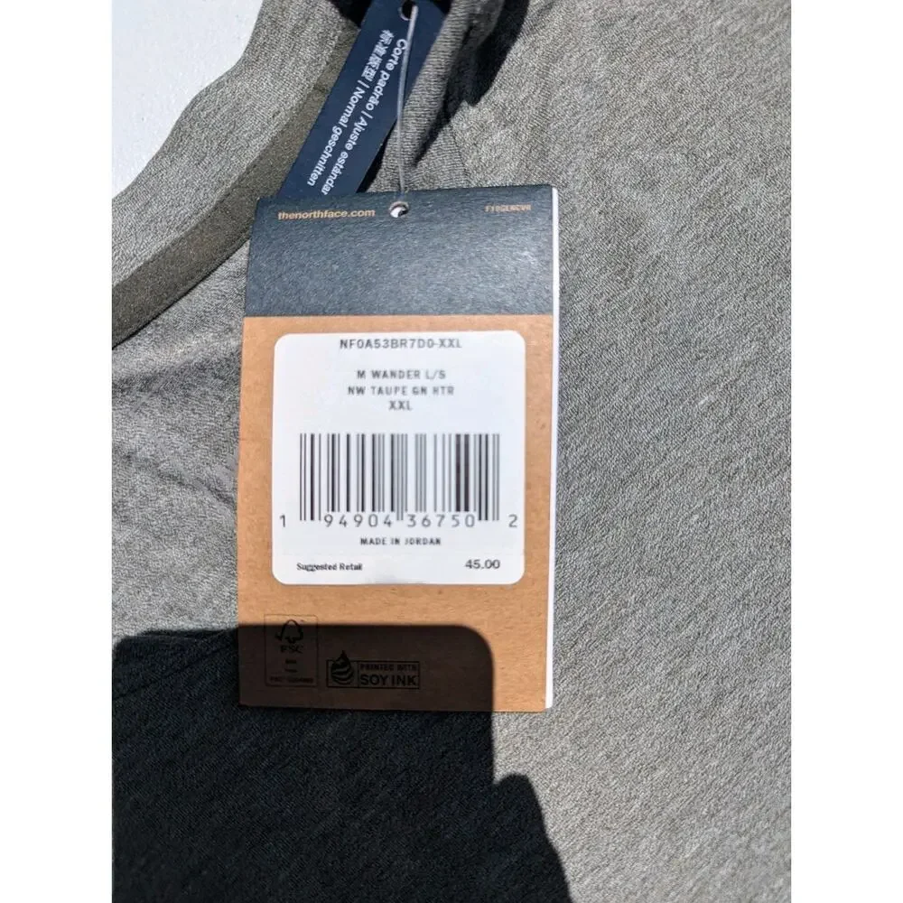 The North Face Shirt Mens XXL Gray Long Sleeve Wander Casual Outdoor
